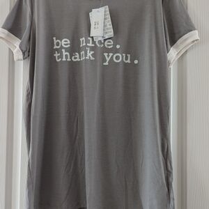 LuLaRoe Liv Gray and White Tee, Size Large